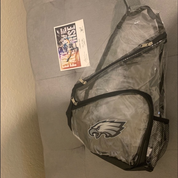 #SOLD#NFL OFFICIAL EAGLES CROSSBODY CLEAR MED BACKPACK ADJUSTABLE 1 STRAP STAD - Picture 2 of 12